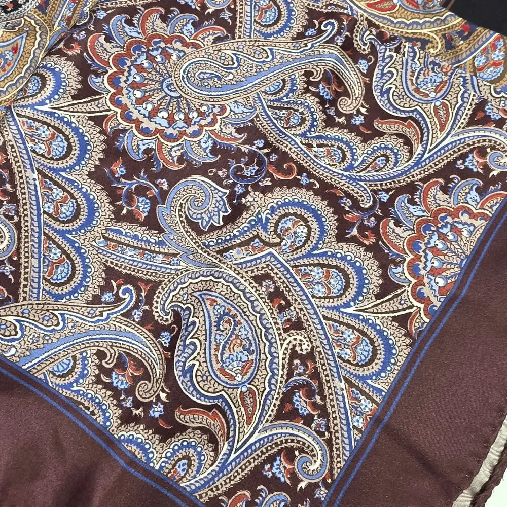 Men's Paul Fredrick 100% Silk Pocket Square Lot Milticolor Patterned Paisley